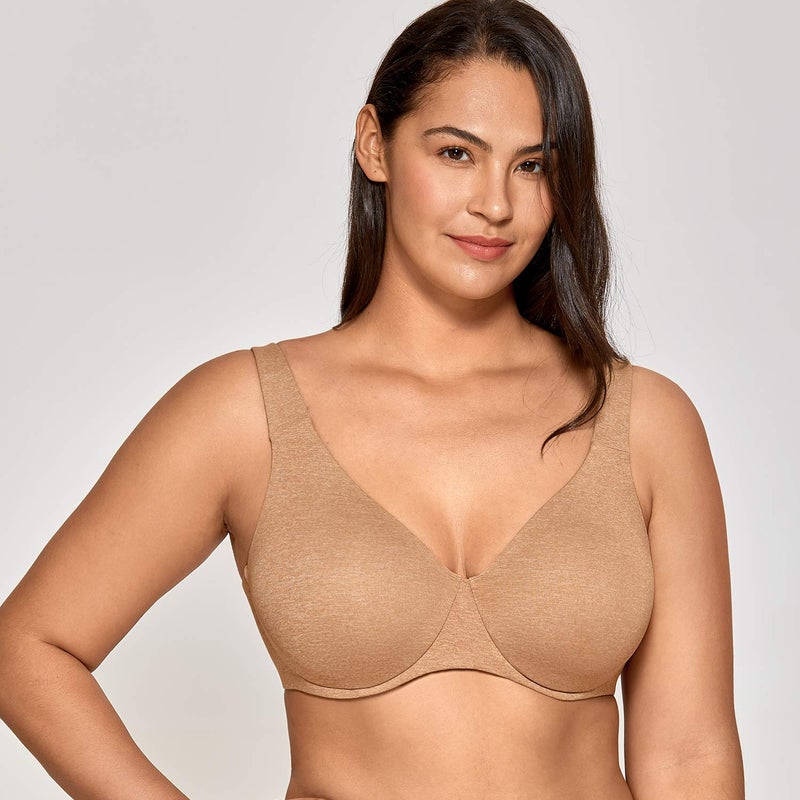 DELIMIRA Minimizer Bras for Women Full Coverage Plus Size Underwire Unlined Supportive Seamless Bra Chanterelle 36C - Image 4